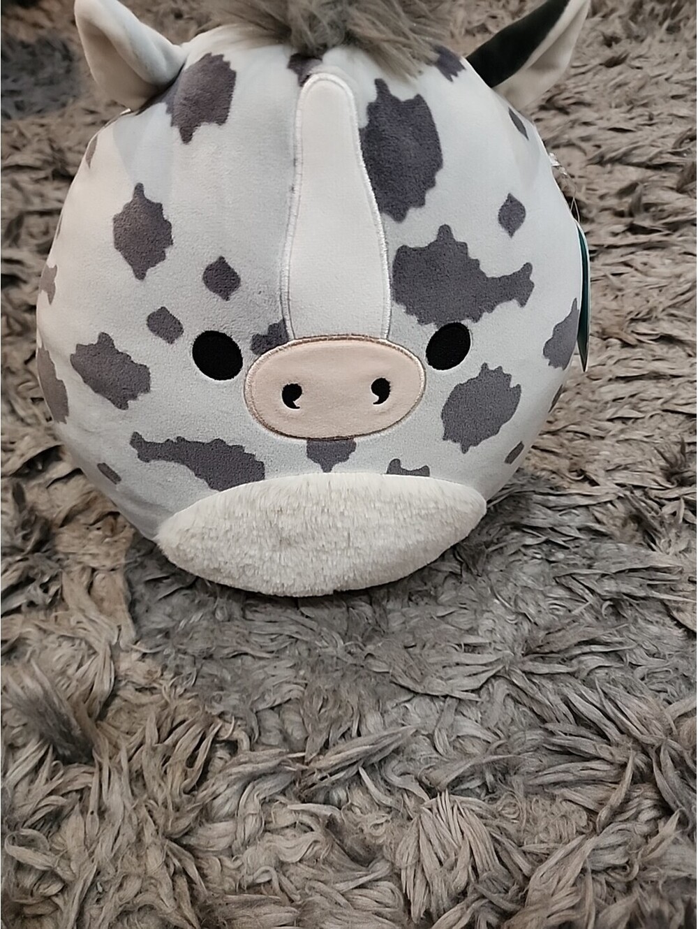 Squishmallows Cow Plush Doll Stuffed Animal Gray White Round Soft Toy